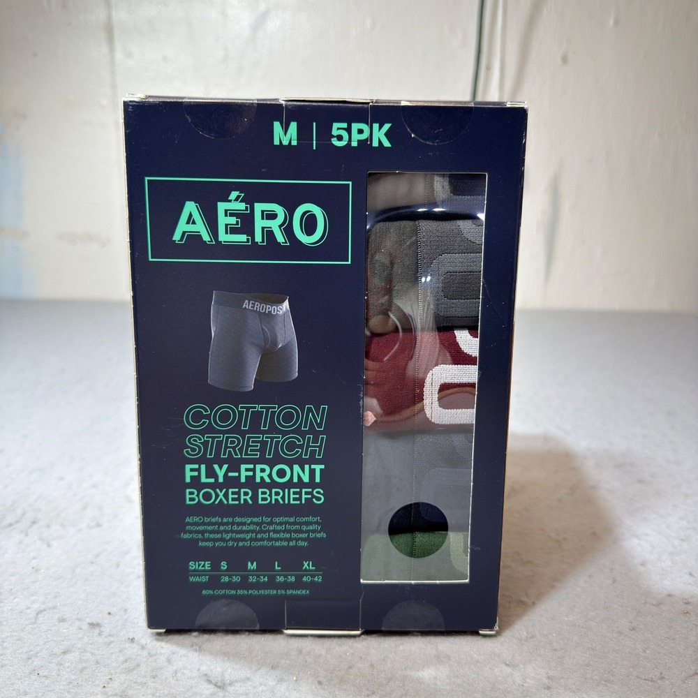 Aeropostale Boxer Briefs Men Medium Multi 5PK New Cotton Stretch AA109BG